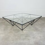 Pyramidal steel wire and glass coffee table