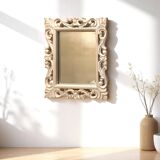 20th century wall mirror with beveled edges and wooden frame