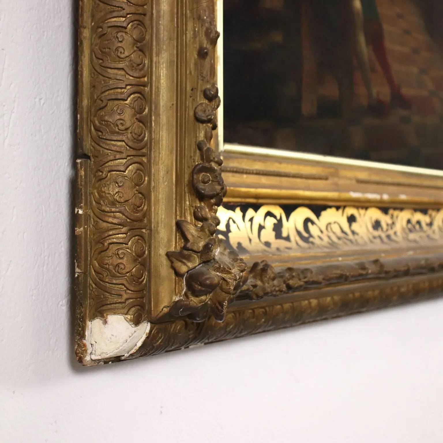 Ancient painting on a historical subject, oil on canvas, Italy 19th century.