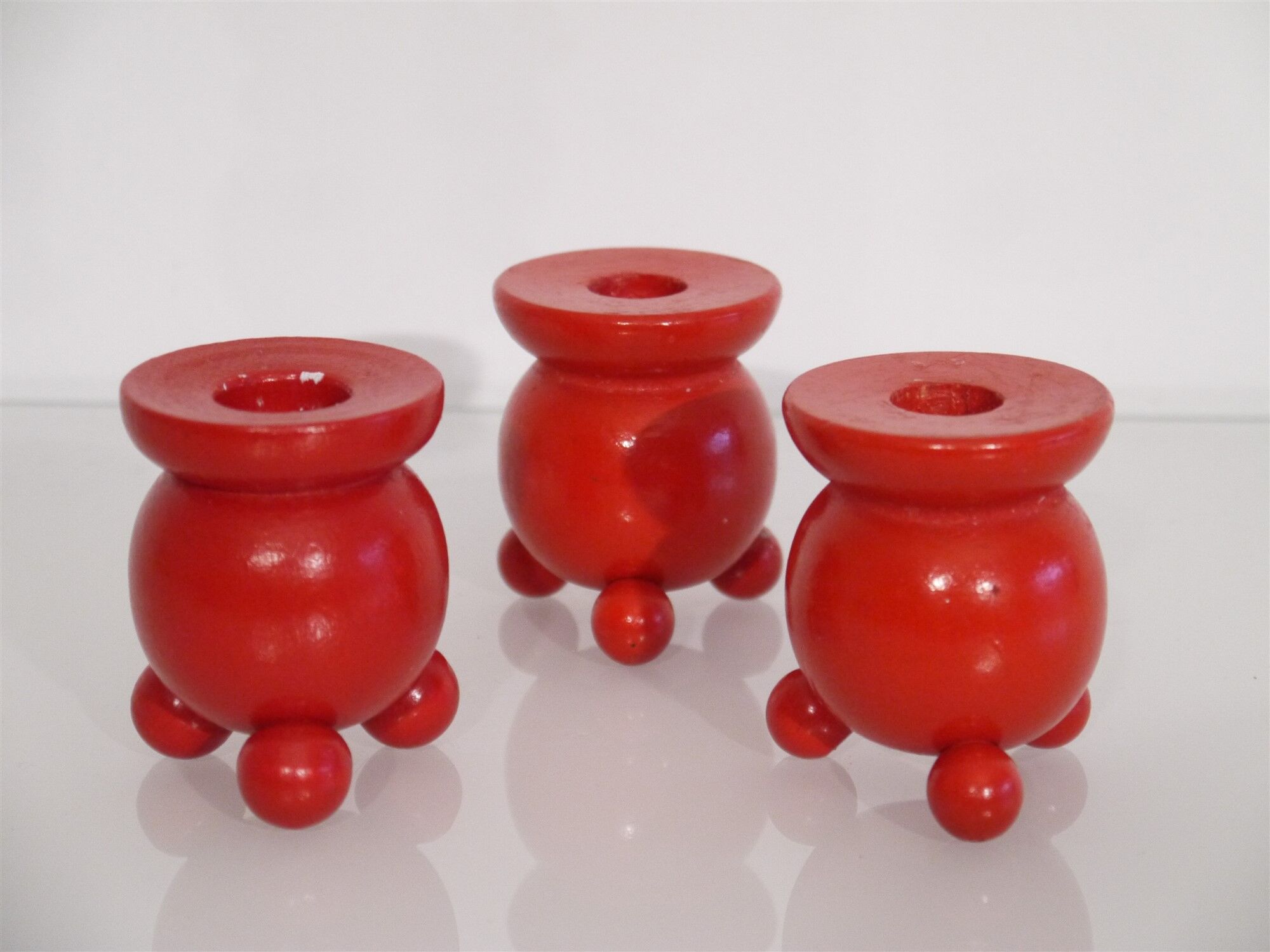 Lot de bougeoirs scandinaves en bois