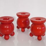 Lot of Scandinavian wooden candlesticks