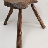 Tripod stool solid wood folk art 60s