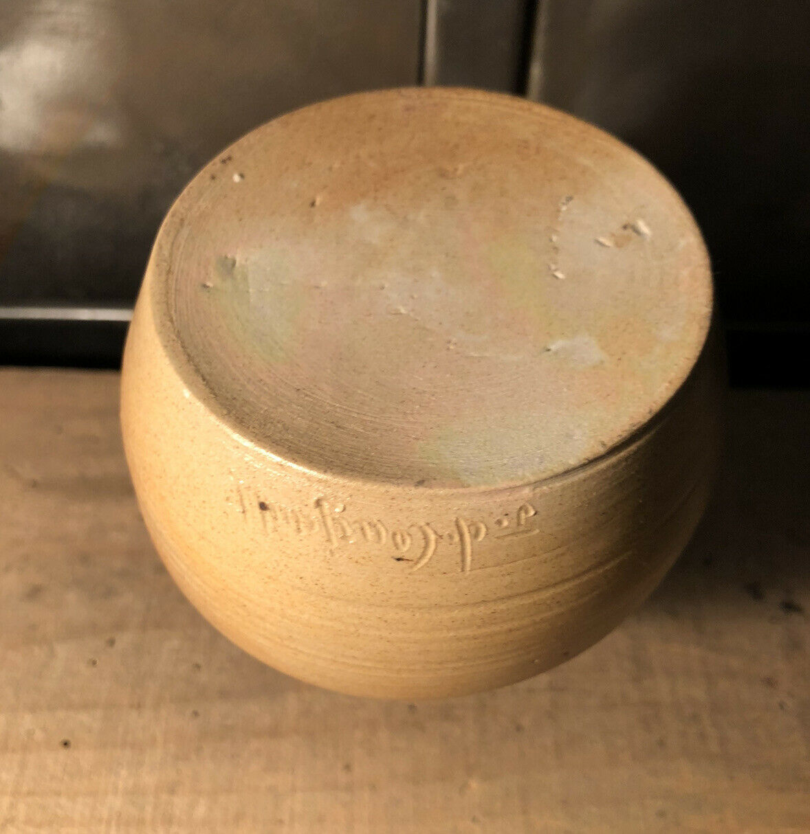 Soliflore vase in ceramic salt sandstone signed JC Courjault 70s