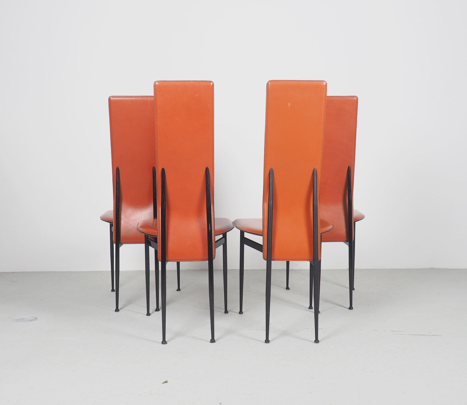 Fasem dinner chairs S44 in cognac red leather, 1990's