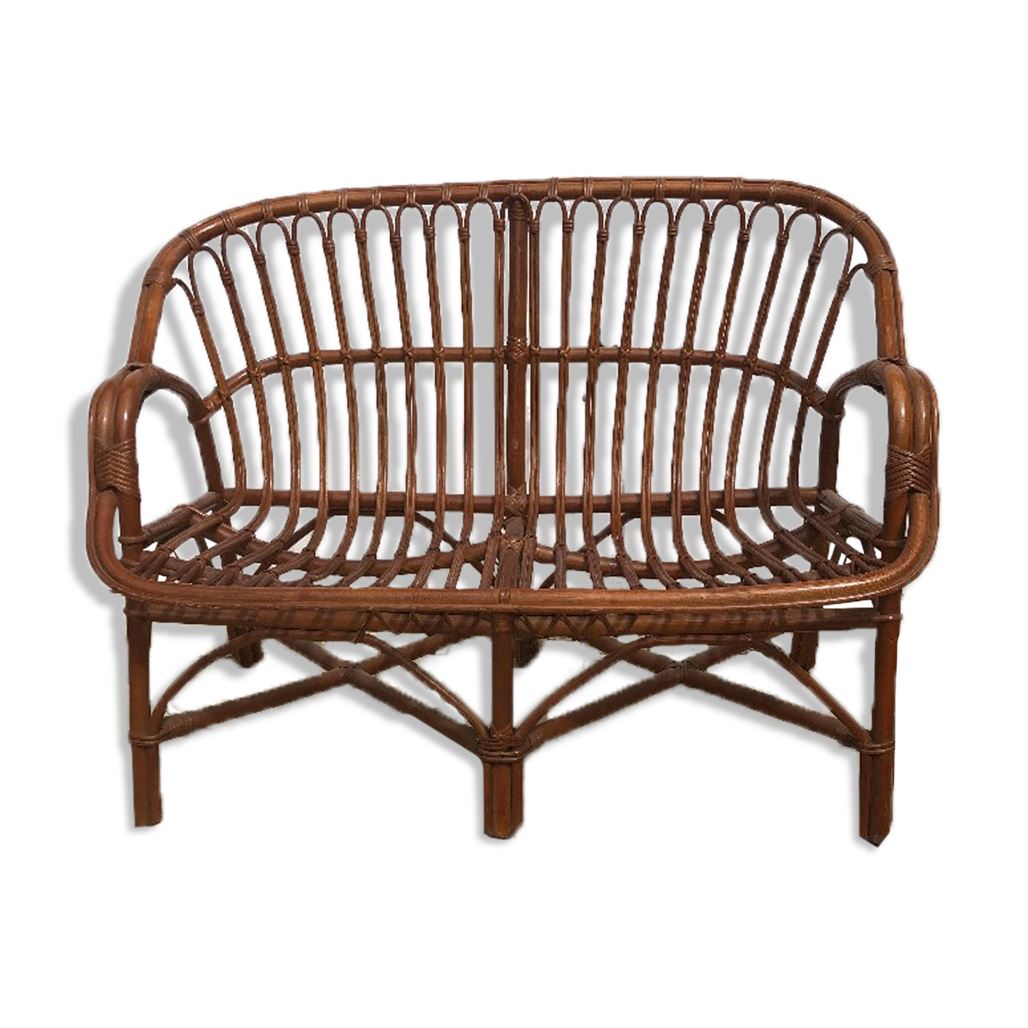 rattan love bench