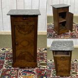 19th century bedside table in walnut, oak and marble top