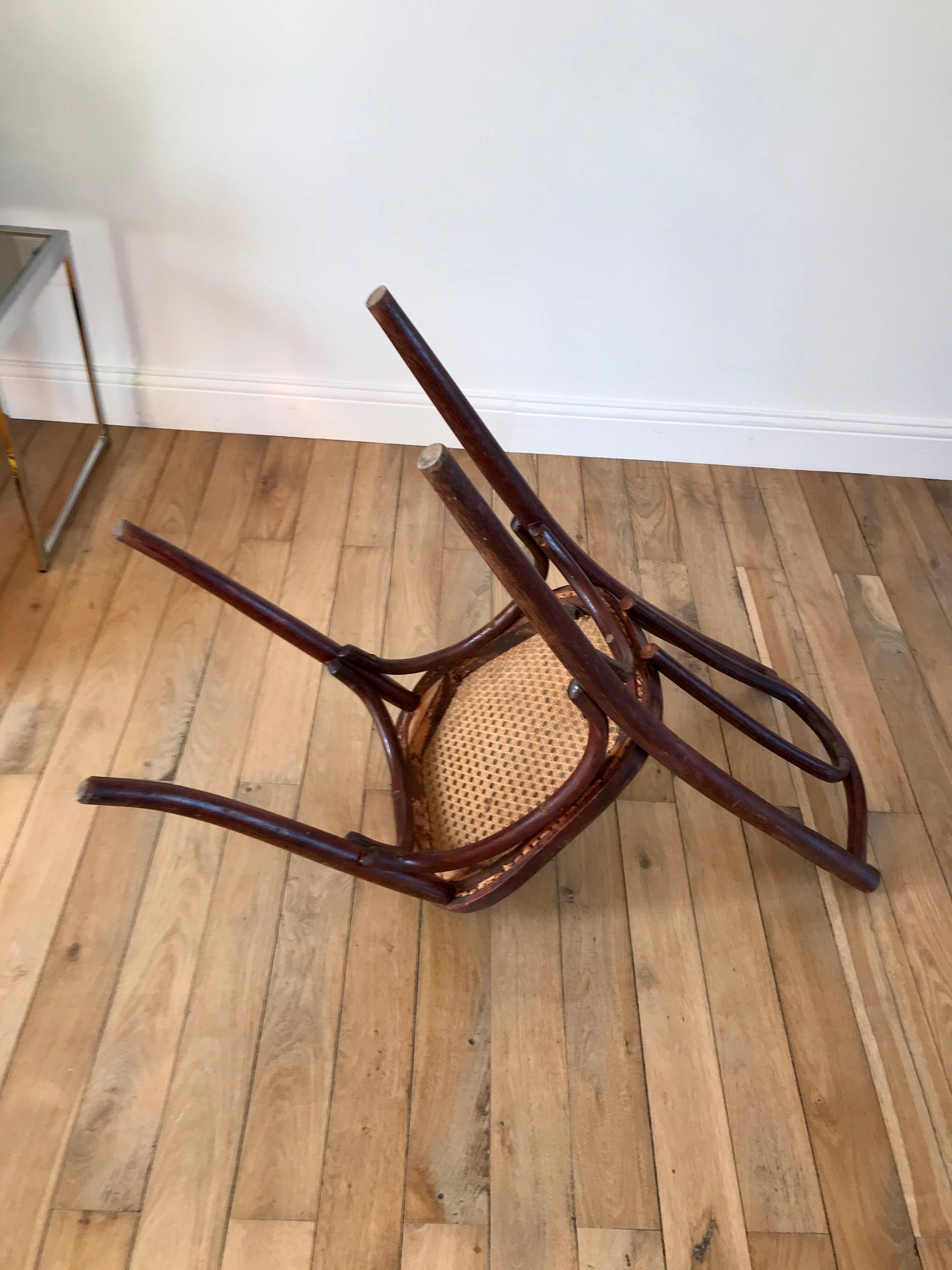 Baumann chair in turned wood and canning N33 early twentieth century