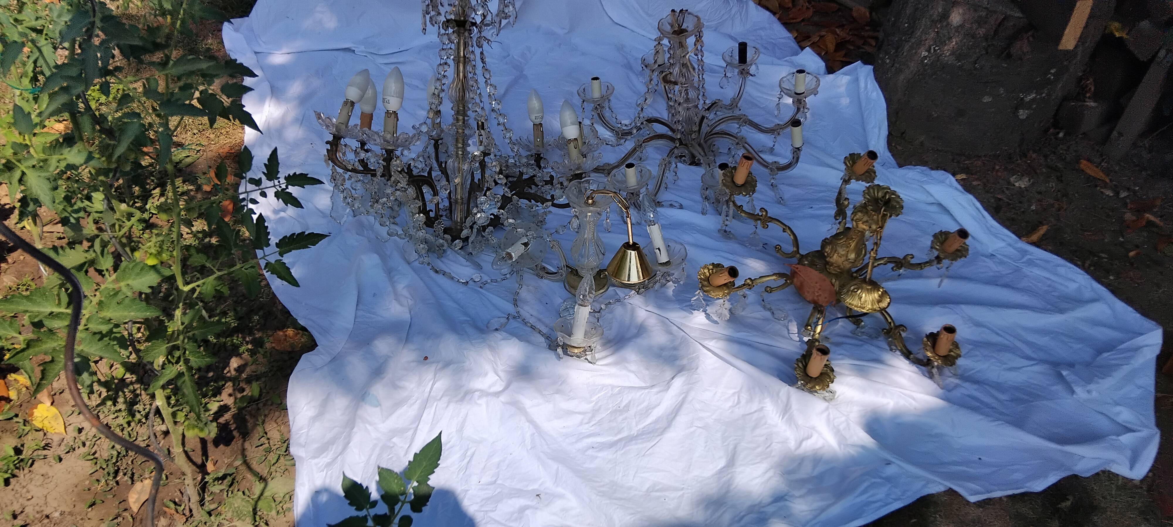 4 vintage crystal chandelier pendants