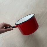 Vintage saucepan, in red enamel made in Finland