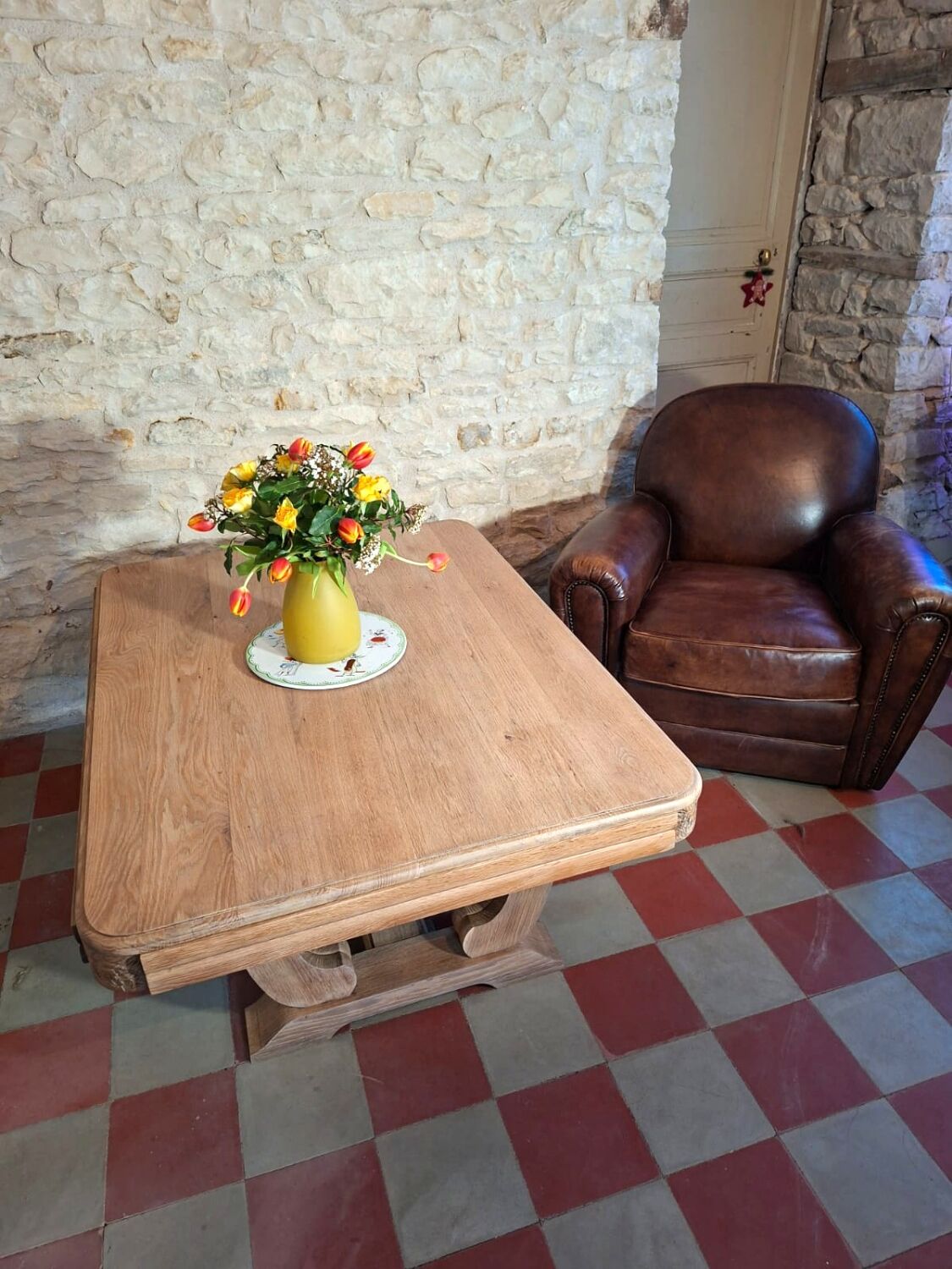 Art Deco coffee table in solid oak