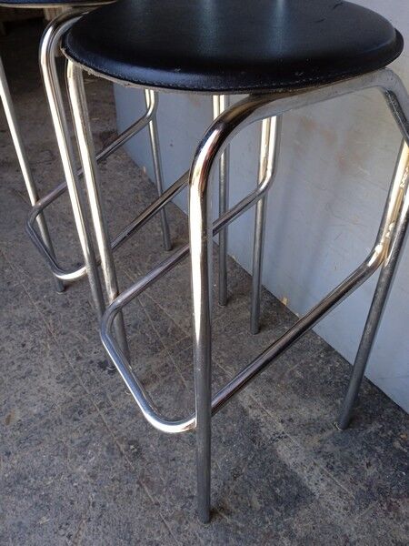 2 bar top stools metal chrome design 1980
