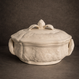 Antique soup tureen in faience, Pont-aux-Choux style.