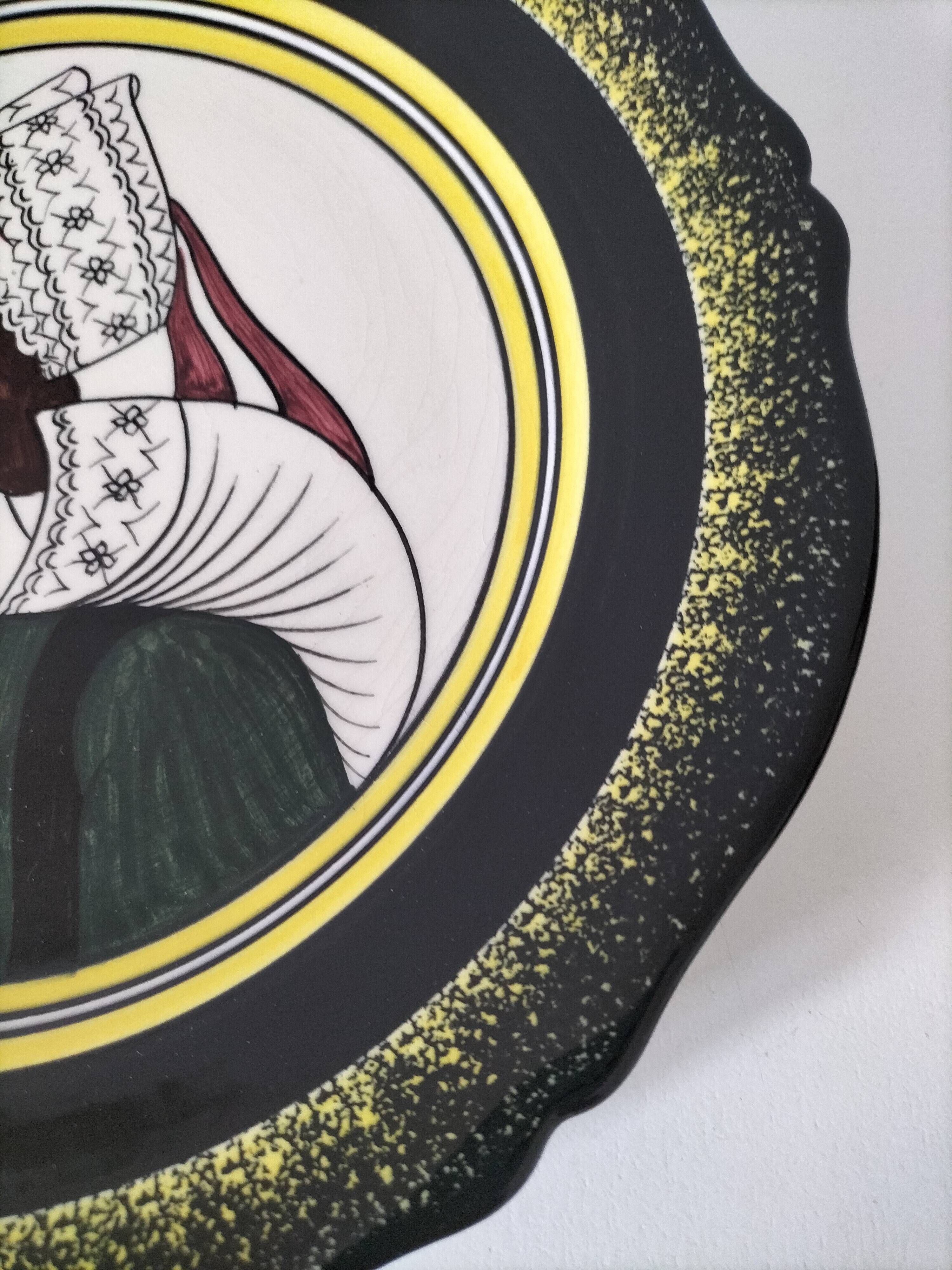 Henriot Quimper Plate – Portrait of a Breton Woman from the Aven Region – Earthenware