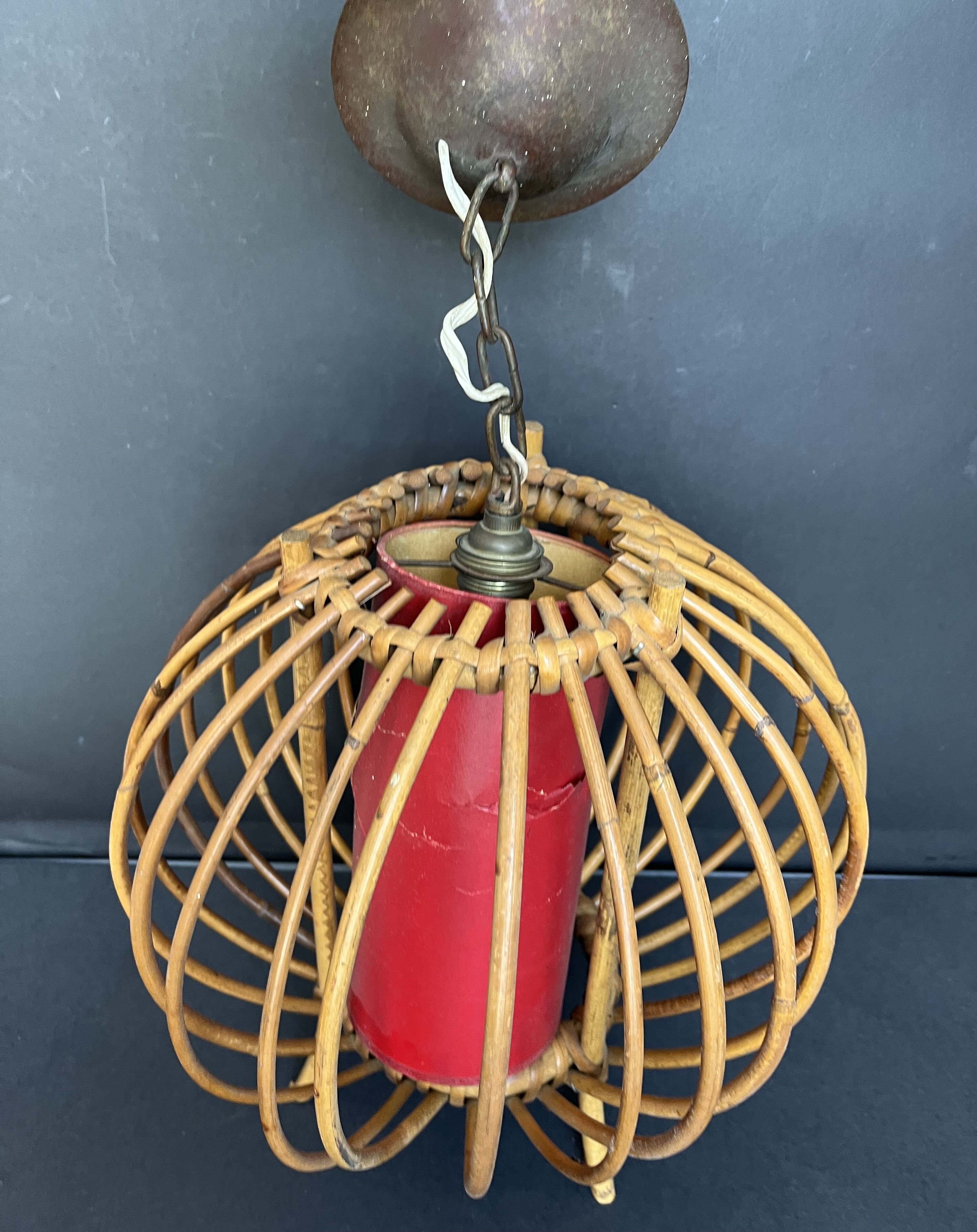 Wicker hanging lamp
