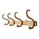 Wall coat rack with 4 hooks, around 1925, bent wood.