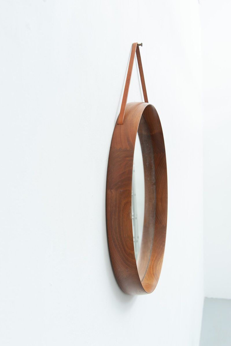 Round mirror by Uno & Östen Kristiansson for Luxus, 1950s