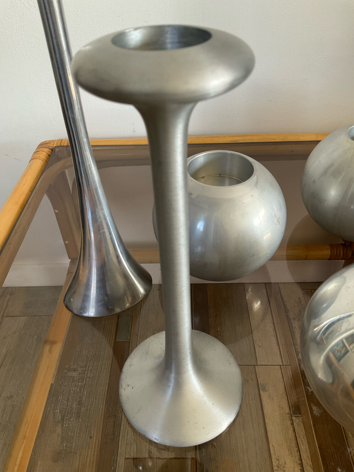 Set of 5 vintage IKEA aluminum candle holders