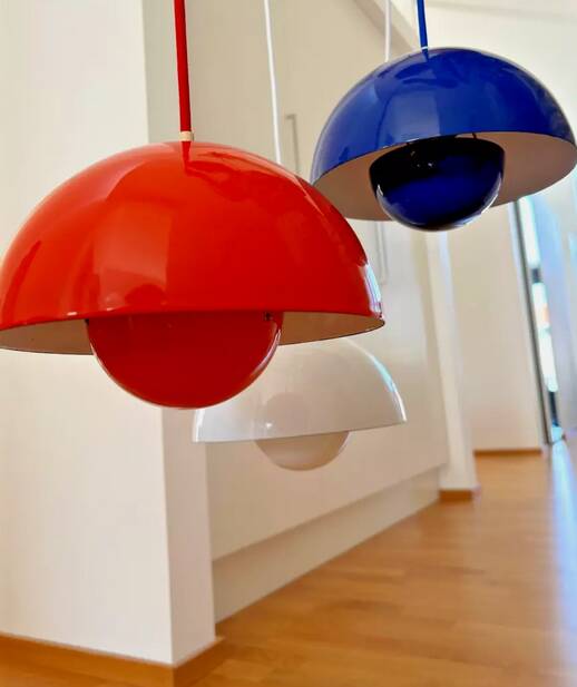 3 x Early Louis Poulsen Verner Panton VP1 flowerpot lamps Cluster of three