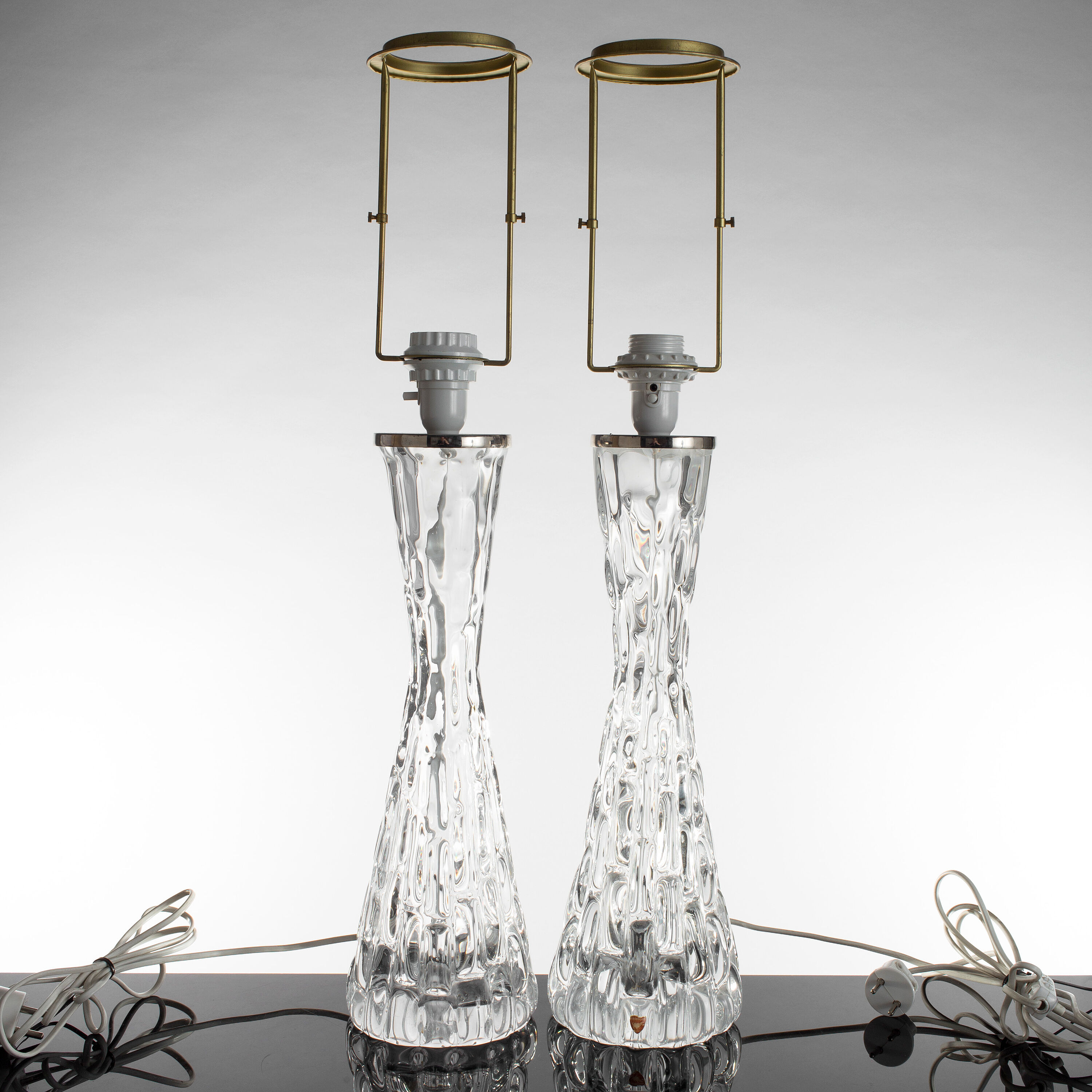 Paire de pieds de lampe de table modèle RD-1477 de Carl Fagerlund pour Orrefors