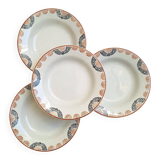 HBCM Pauline pattern soup plates, orange and black