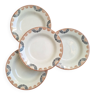 Assiettes creuses HBCM modèle Pauline orange et noir