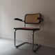 Cesca armchair with metal and wood armrest by Marcel Breuer