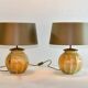 Paire de lampes de table en verre laqué faites à la main en France, années 1970