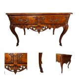 Desk / Console in Solid Walnut – Louis XV Style