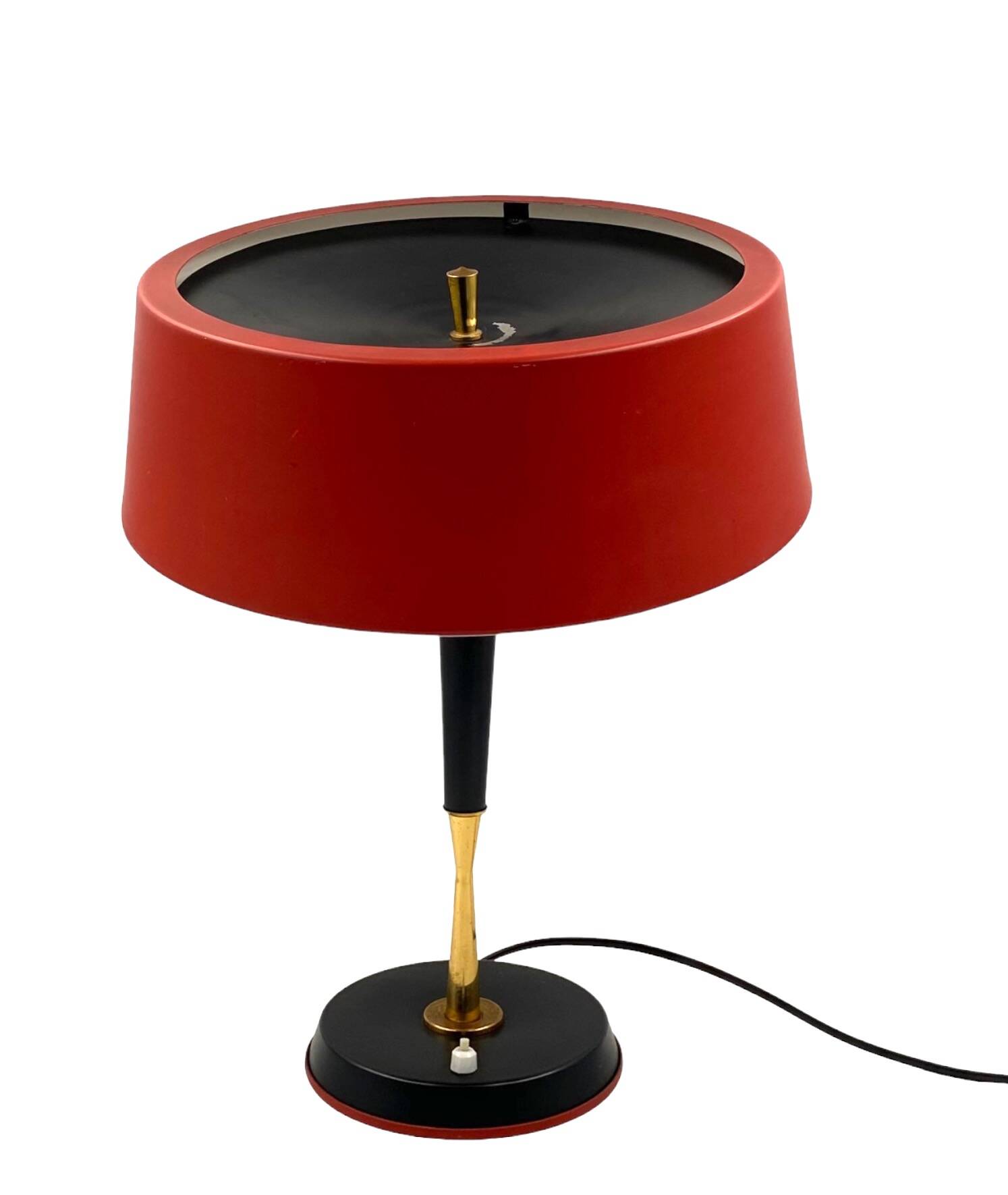 Oscar Torlasco, Mid-Century red table lamp, Lumi, Italy 1954