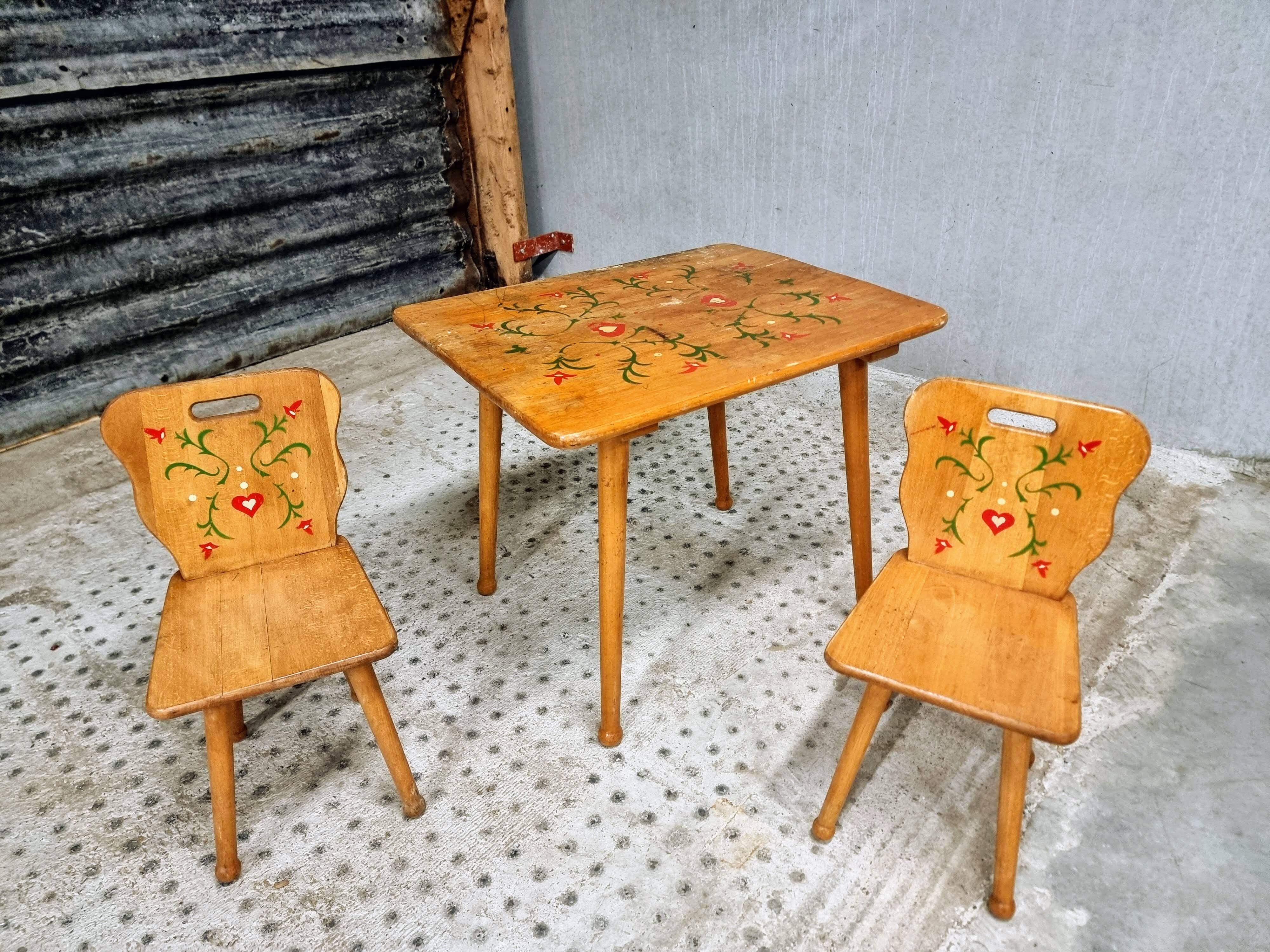 Vintage children's table set beech wood 60s