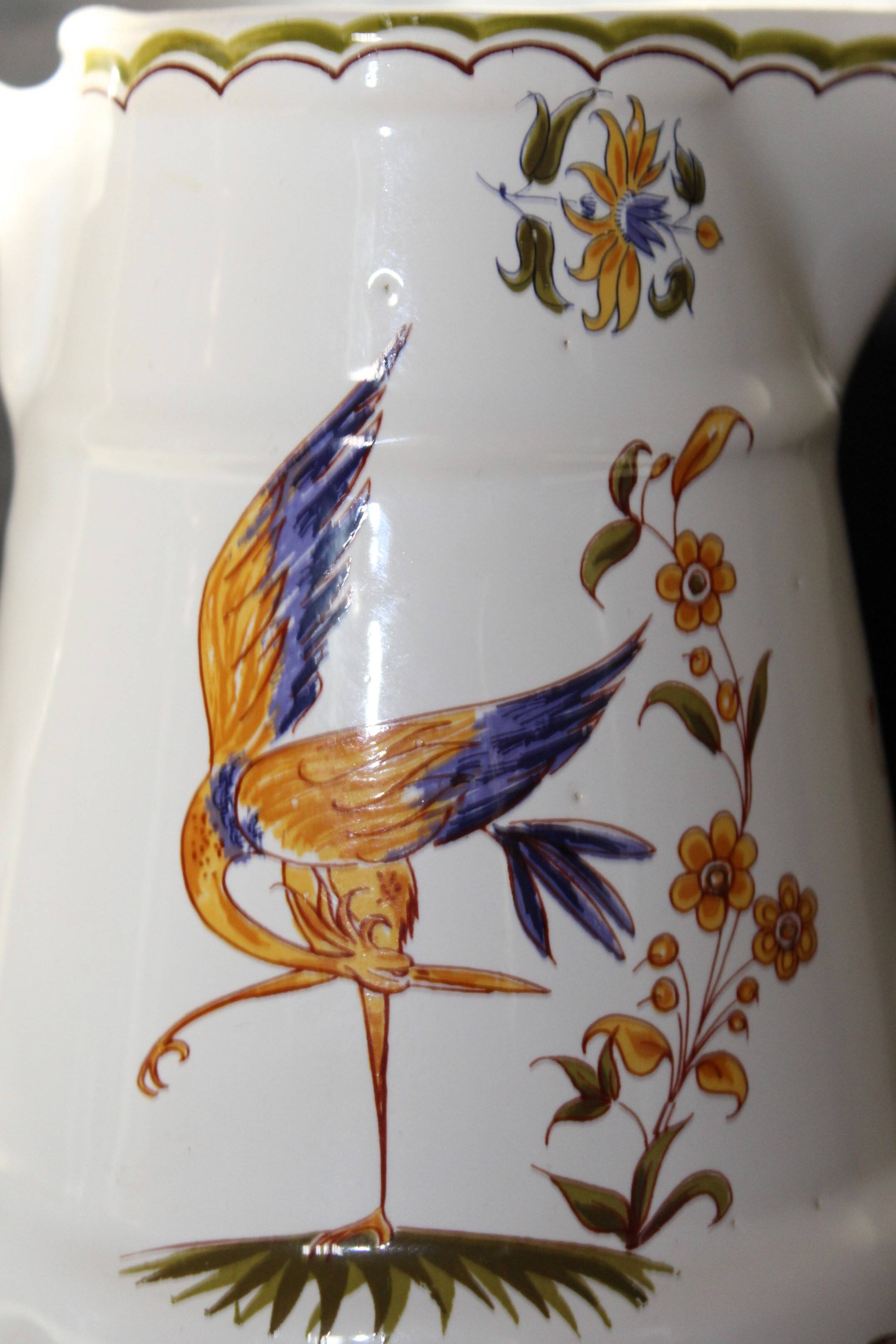 Rare Moustiers pitcher reproduction from the 18th century.