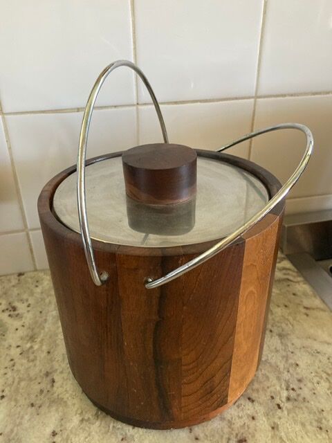 Exotic wood vintage ice bucket