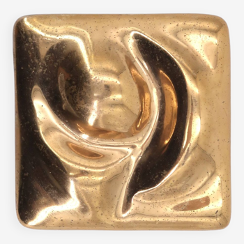 Abstract paperweight signed in bronze, 1970s