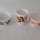 3 pieces lotus Arcopal 2 ramekins cups and 1 mug orange brown green vintage