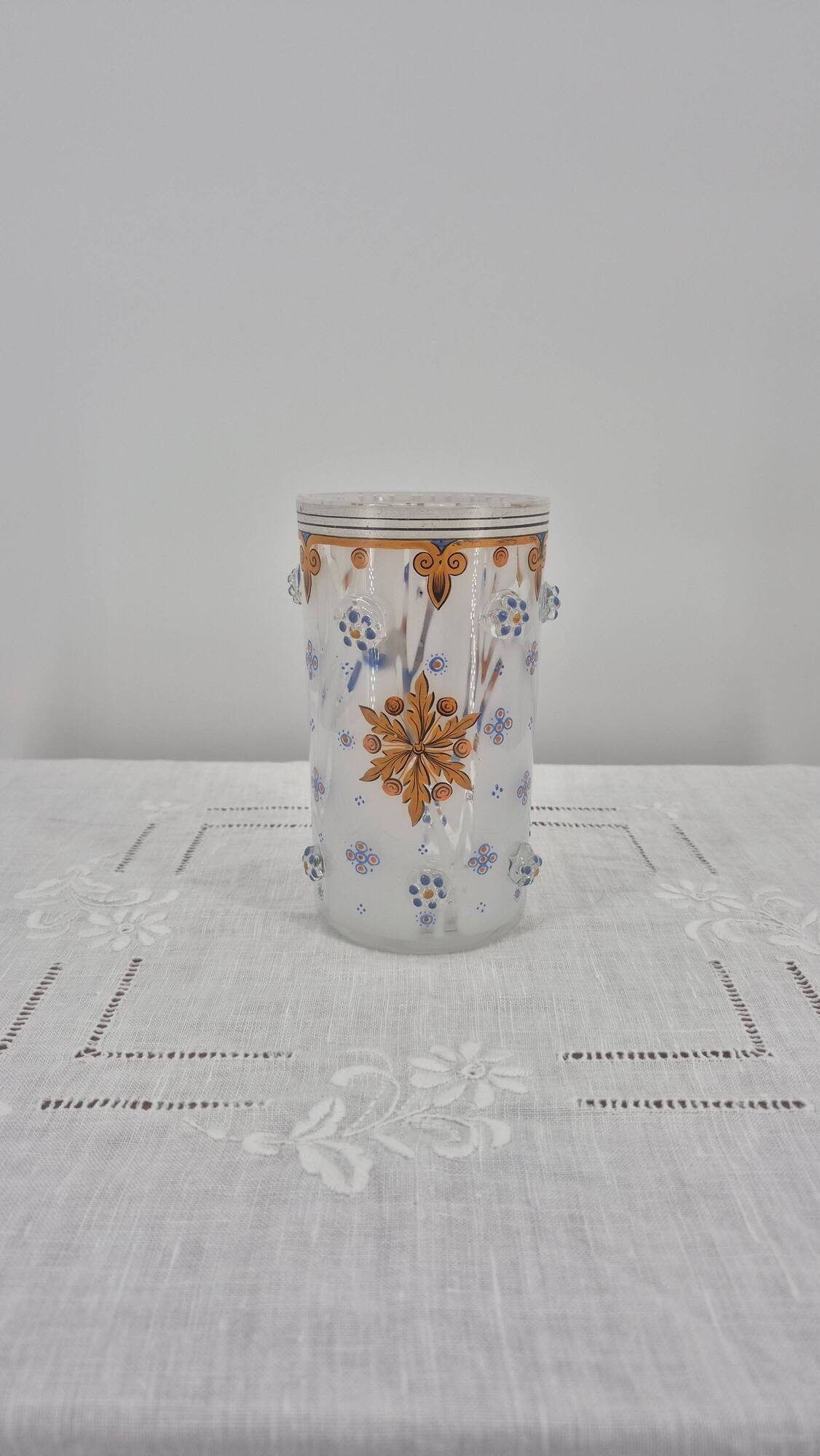 Small enamelled glass vase with armorial design in Historismus style from 19th century Bohemia.
