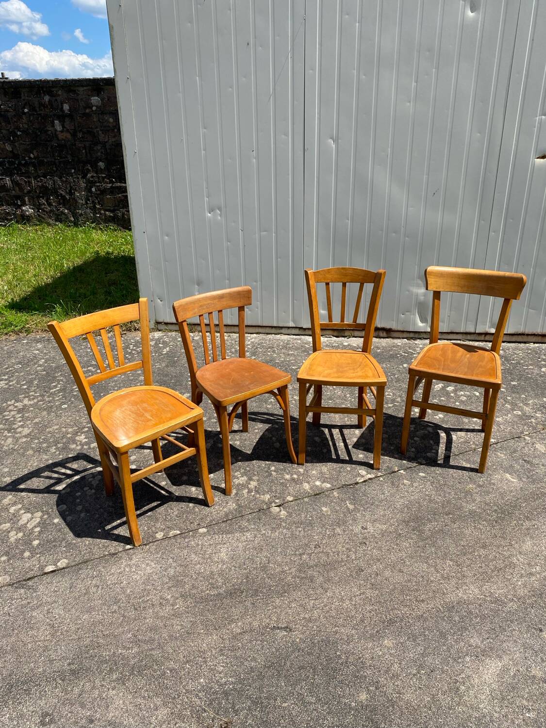 Set of 4 honey-colored bistro chairs