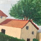 Peinture huile ancienne paysage naïf