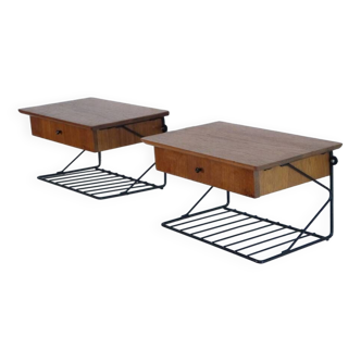Pair of Scandinavian design hanging bedside tables 1960