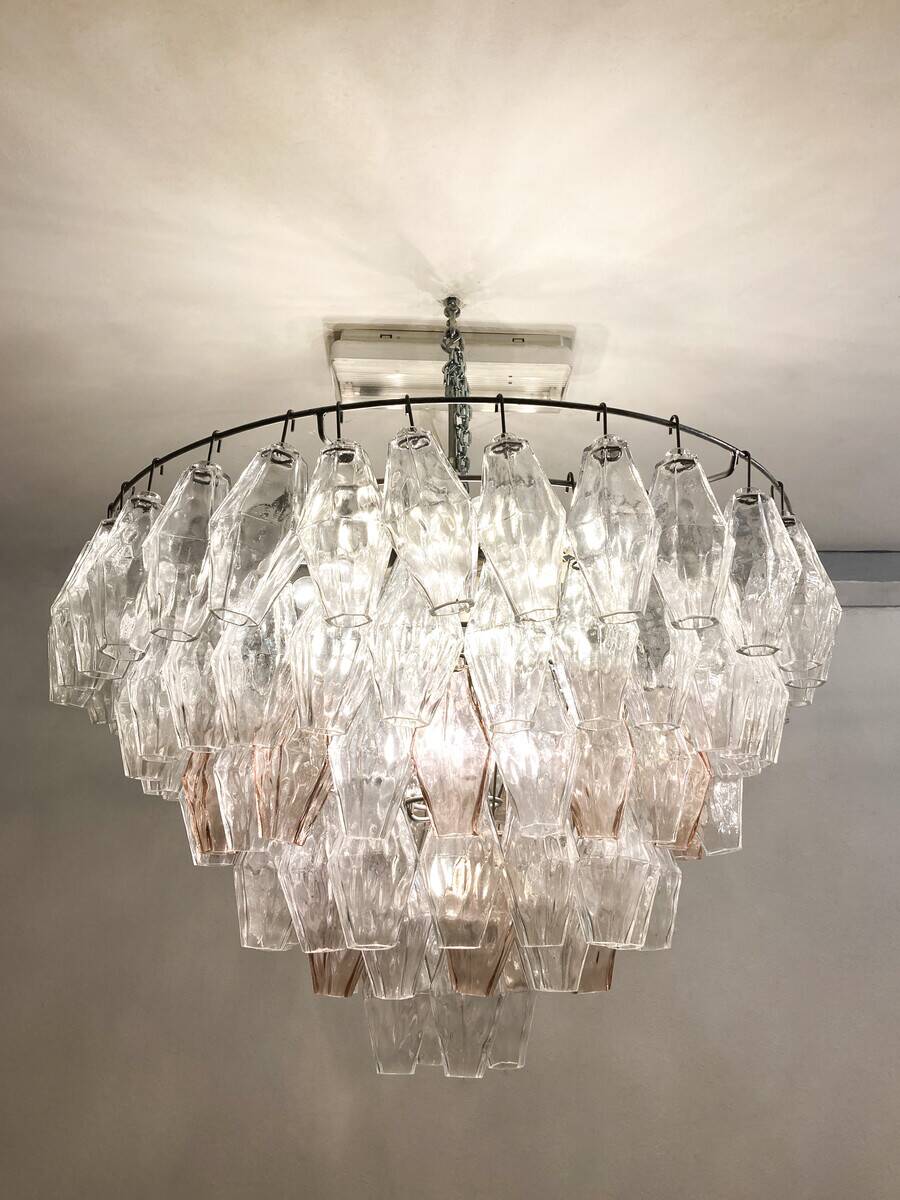 Mid-Century Murano Glass Chandelier "Polyhedr" by Carlo Scarpa, Italy, 1950s