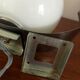 2 vintage wall lamps in stainless steel and opaline 70s