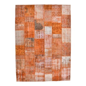 Brunt orange antique vintage rug, 355x254 cm