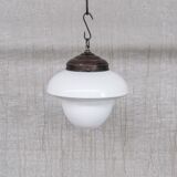 Mid-century french glass two tone opaline pendant light