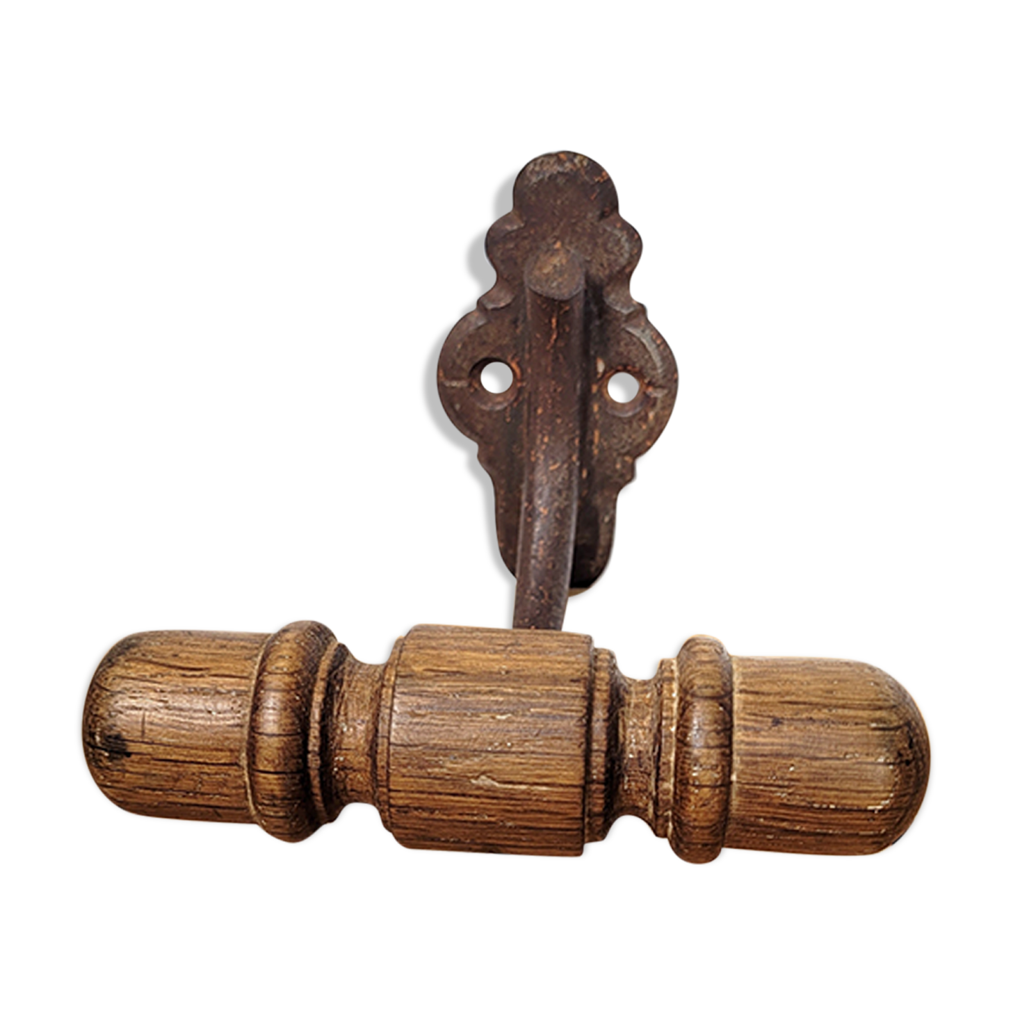 Old hook wrought iron wood