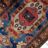 Vintage 1950s German tribal style wool rug, geometric medallion, 84cm x 180cm