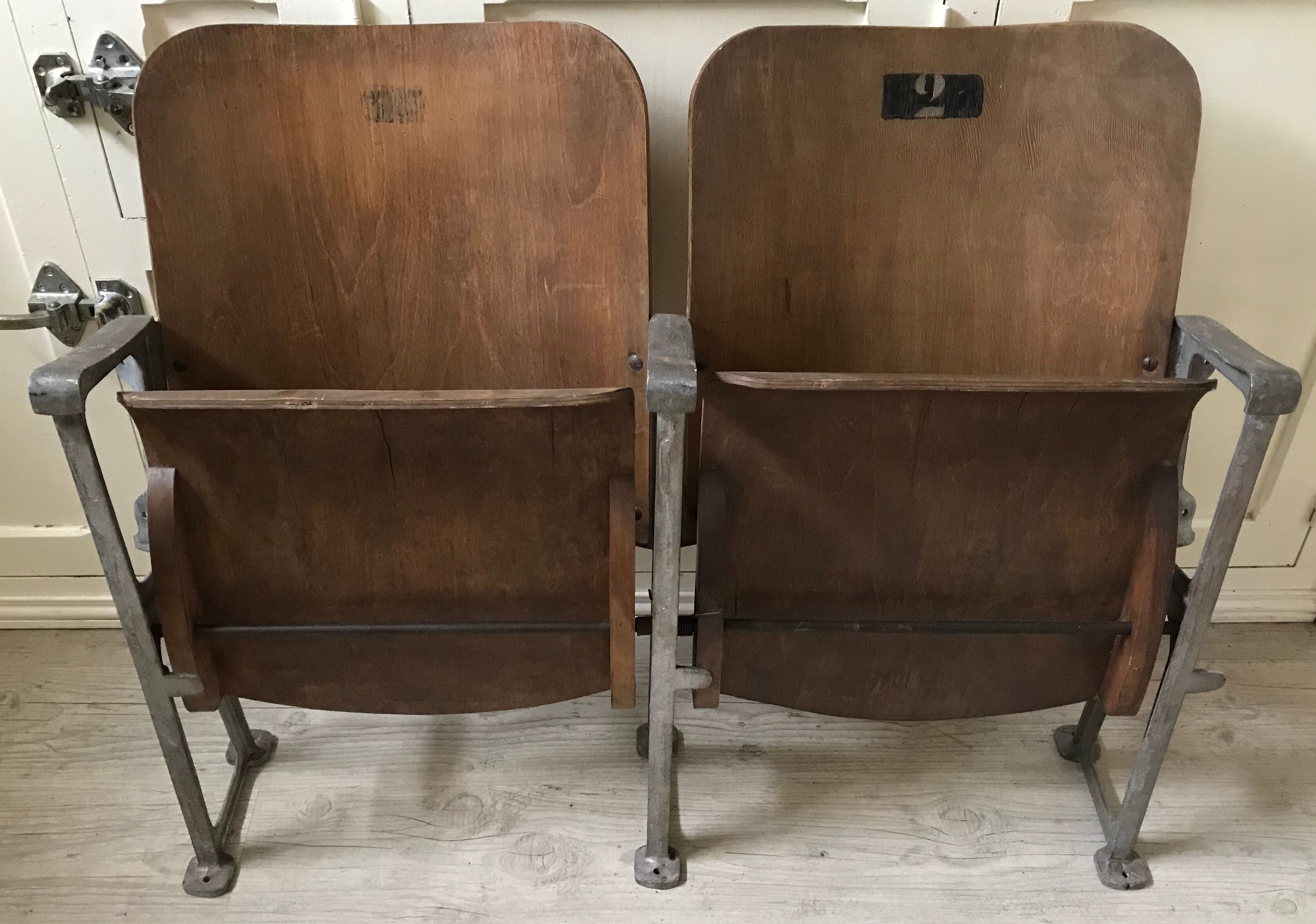 Bench seat of cinema theatre before war