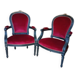 Pair of Louis XV style cabriolet armchairs