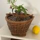Vintage wicker and cane basket in bohemian style