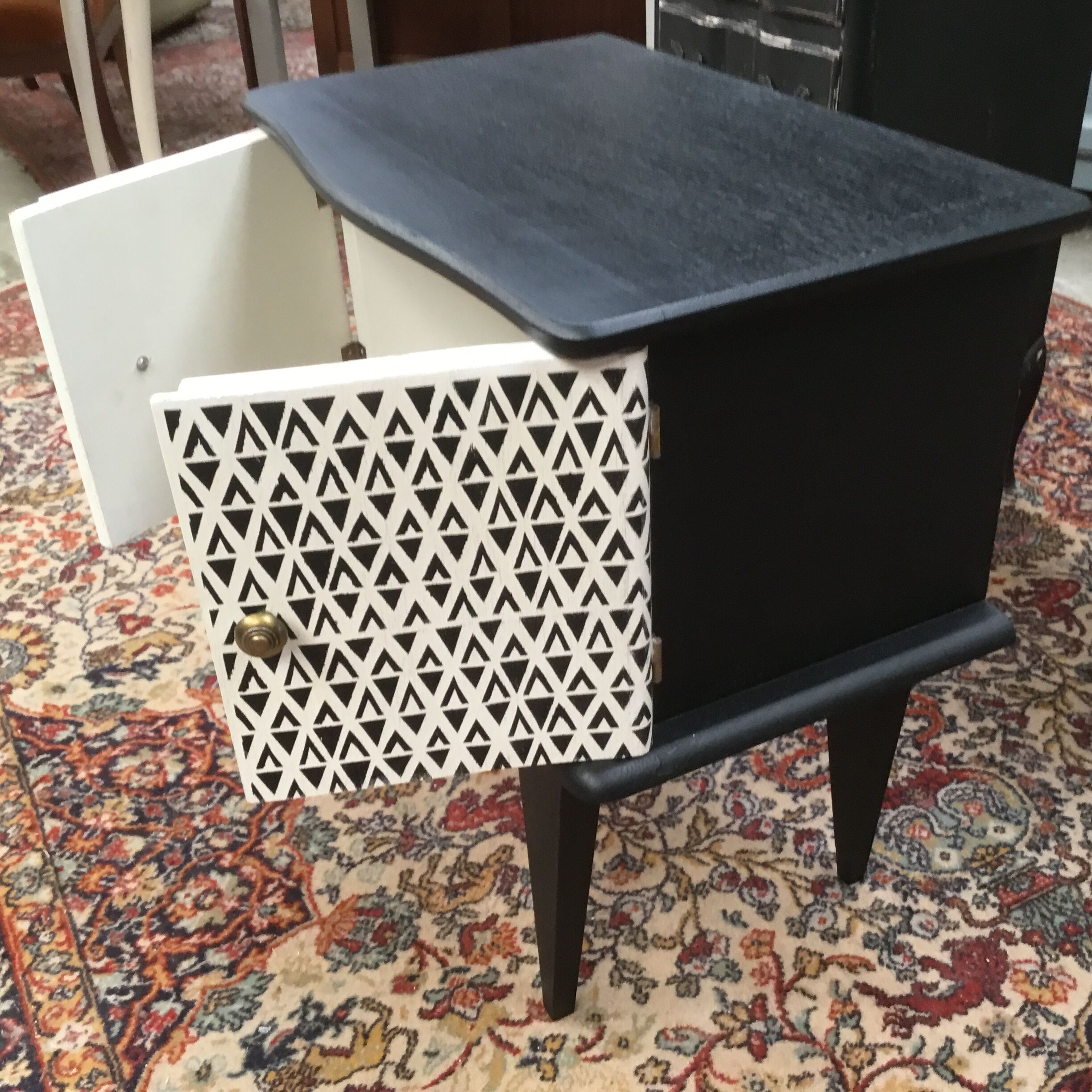 Black and white vintage bedside or extra furniture