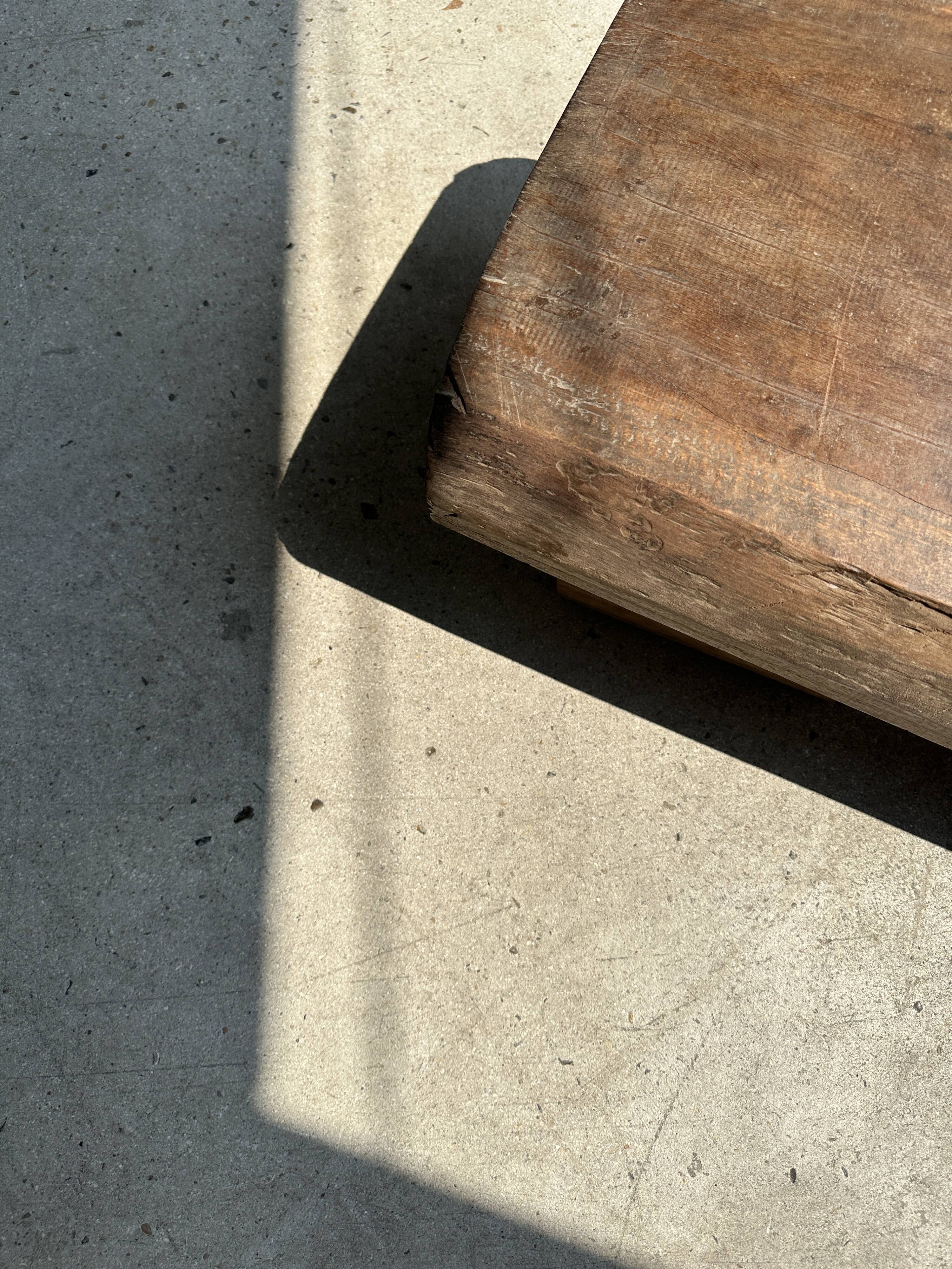 Asian solid wood quadripod brutalist coffee table H30 L81 l42