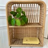 Rattan and light bamboo shelf 60s-70s